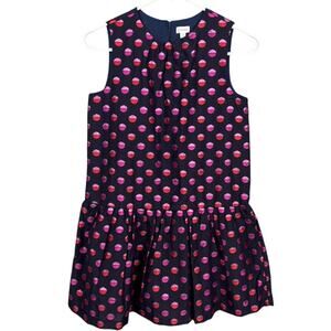 Gymboree Girls Party Dress Drop Waist Navy Pink Polka Dots Size 12 NWT